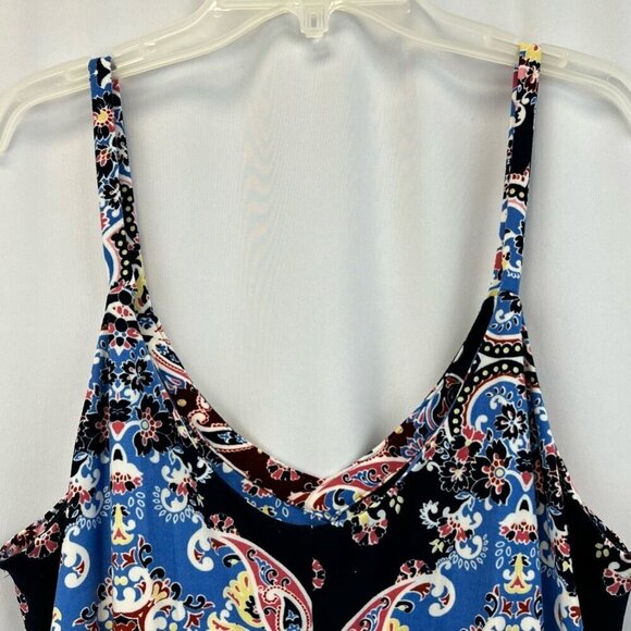 Bebop Womens Sundress Black Blue Paisley Scoop Neck Sleeveless Spaghetti Strap M - Picture 7 of 10